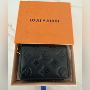 Louis Vuitton Lou Wallet Black Embossed Monogram Zip-Around Wallet with Gold HW